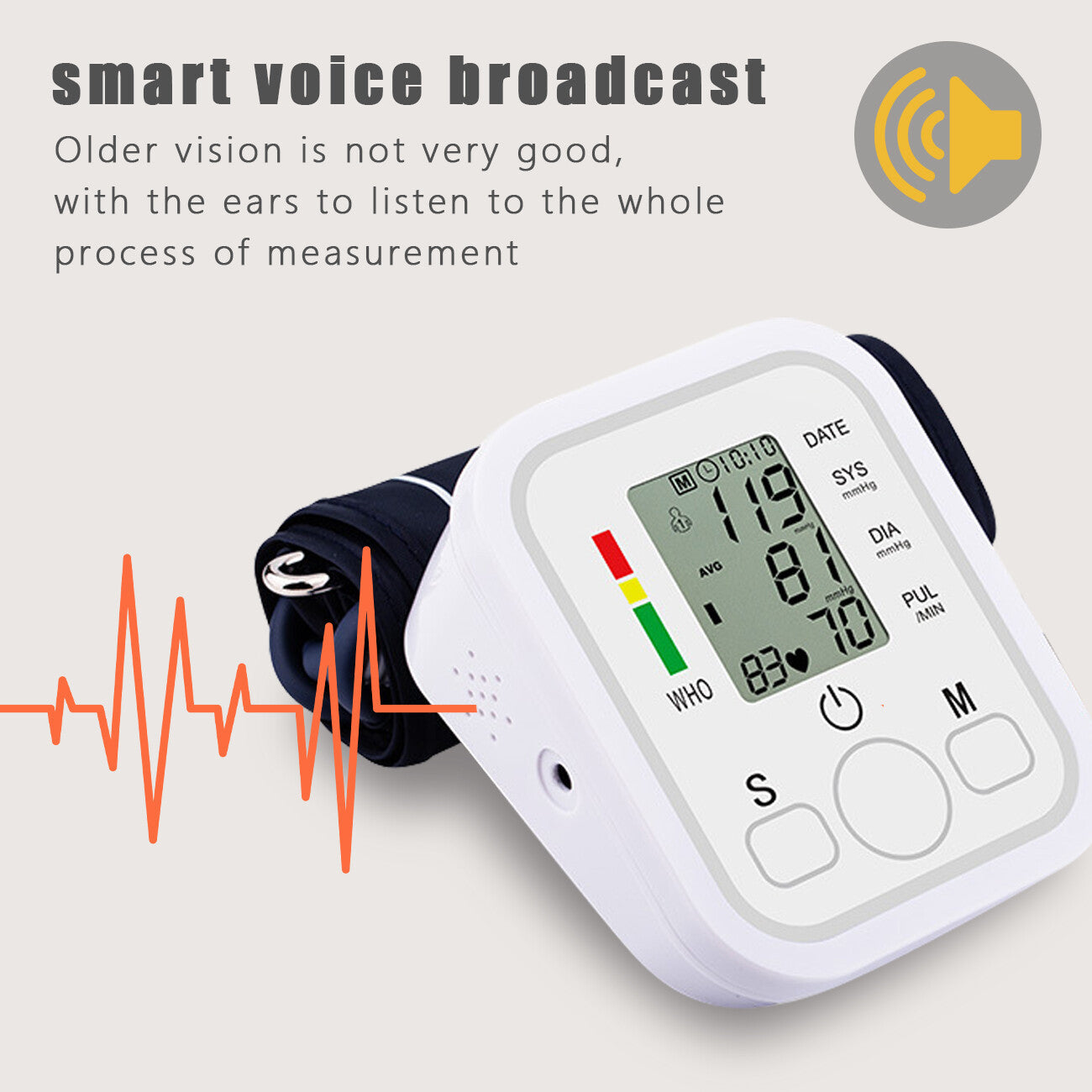 Automatic Upper Arm Blood Pressure Monitor with Voice